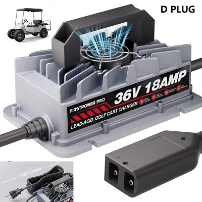 FIRSTPOWER PRO Golf Cart Battery Charger 2-Pin D Style Plug For Golf Carts EZGO 36 Volts 18 AMP