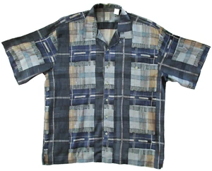 Burma Bibas Vintage Hemd Herren L Large 100% Seide Patchwork All Over Print - Bild 1 von 7