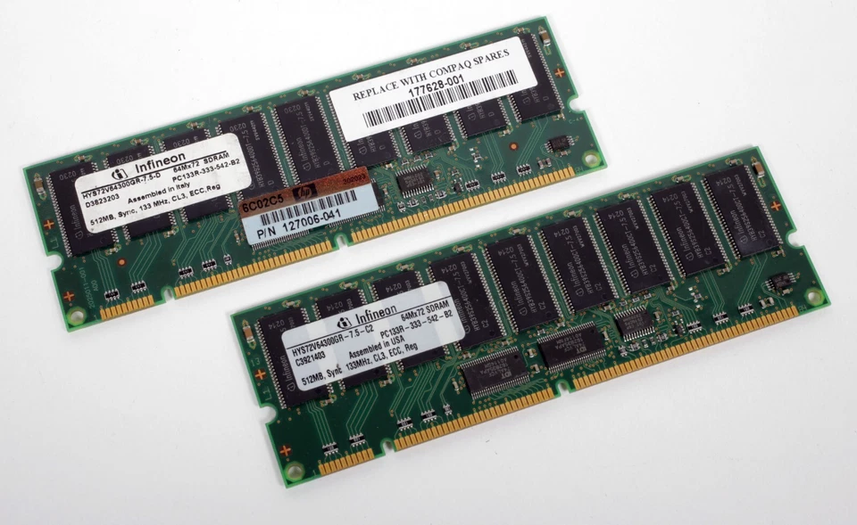 1GB (2x512MB) PC-133R Ram Kit PC133R 64mx72 SDRAM ECC #0242 - Image 1 of 1