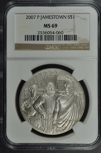 2007 P Jamestown $1 Silver 400th Anniversary coin-NGC MS 69 - Picture 1 of 2