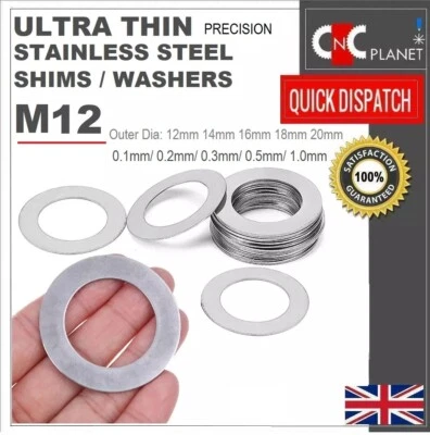M3 M4 M5 M6 M8 THIN FLAT HEAD PROFILE SCREWS M12 Ultra Thin Washers Shims Spacer Flat Precision Gasket Stainless Steel Din988