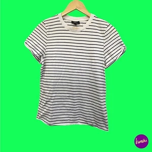 TOPSHOP Maternity T-Shirt, Striped, Roll Sleeve, Crew Neck, White/Blue, UK 8 - Picture 1 of 6