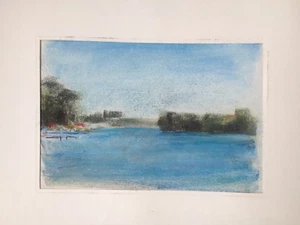 Franz Ehmke 1928 Berlin Tegel Venue ° Havel Lake Pastel Signed Rare Boats - Picture 1 of 3