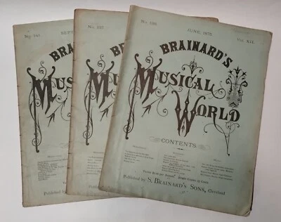 3 VINTAGE Brainard's Musical World Sheet Music Books Cleveland, Ohio 1875 Lot - Image 1 of 4