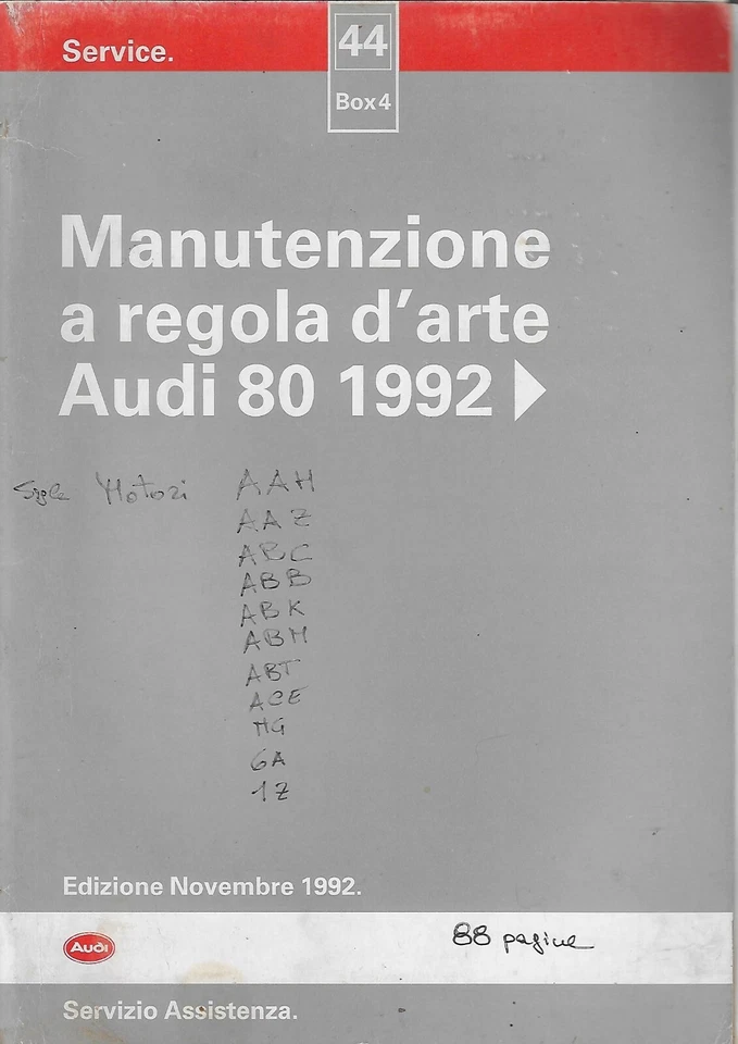 Manuale Manutenzione a regola d'arte AUDI 80 dal 1992 - Immagine 1 di 1