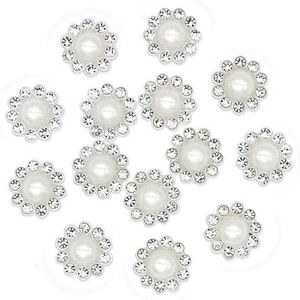 50 pcs Rhinestone Faux Pearl Buttons Accessory Decoration Craft for DIY Scrap... - Picture 1 of 7