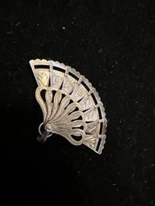 Vintage Sterlingsilber geätzt Anhänger Charm spanischer Fächer Espana Malaga - Bild 1 von 7