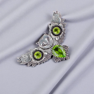 Peridot Gemstone 925 Sterling Silver Jewelry Women's Pendant 1.27" For Halloween - Image 1 of 4