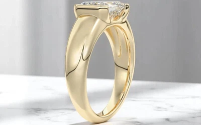 Сертифицированное лабораторно выращенное кольцо с бриллиантом IGI D VS1 3,00 карата East West 14k - Изображение 1 из 4