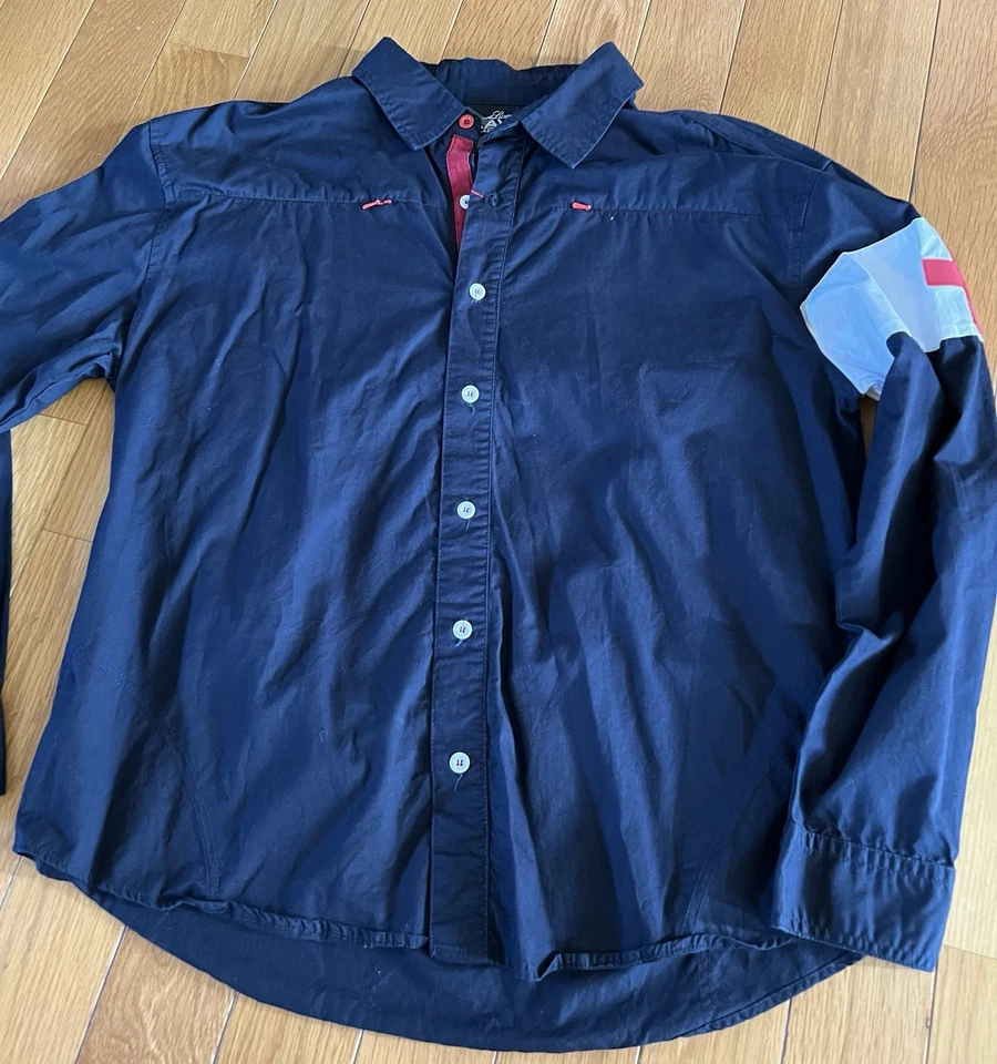 Camisa Lavie Para Hombres XL 48 Pulgadas Pecho Azul Abotonada Camisa Cruzada Etiqueta Funciona Pequeña Foto 1 de 4