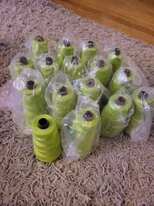 (16) LIGHT GREEN Spun Poly Sunbelt Thread Tex 40 2 Cone Spool Lot 6,000/each - Picture 1 of 3