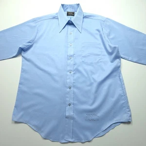 VTG Towncraft JC Penney Mens Shirt Large Light Blue 70s Dacron Blend Big Collar - Picture 1 of 21