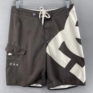 Vintage DC Shoe Co Board Shorts 35/36? Swimwear Big Logo Pocket Black White Y2K - Imagen 1 de 11