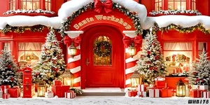 20'x10'Computer-painted Xmas Trees Gifts Doorway Wide Backdrop Background WBH178 - Picture 1 of 3