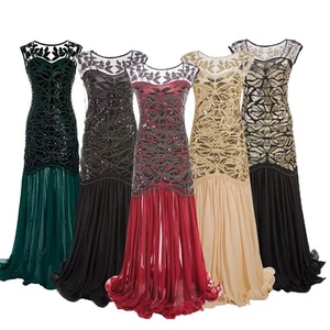 1920s Cocktail Prom Flapper Dress Long Maxi Formal Great Gatsby Sequin Ball Gown - Picture 1 of 19