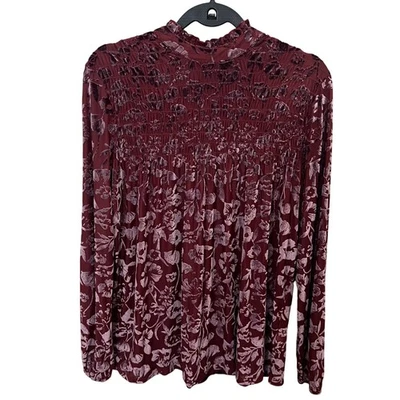 Blusa Campesina JOSEPH A Burnout Terciopelo Rosa Malva Mediana Floral Manga Larga Foto 1 de 4