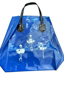 Vintage Childrens Vinyl Dance Bag Ballet Tote Blue White 1960s - Picture 1 of 3
