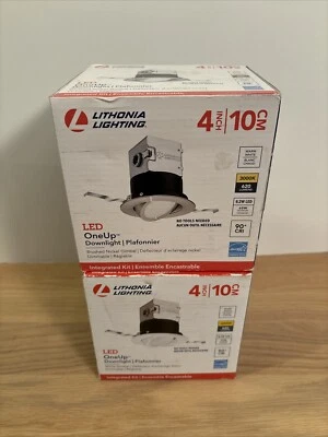 2x Lithonia Lighting 4" Níquel Cepillado Empotrado Gimble LED Kit de Luz Regulable Foto 1 de 4