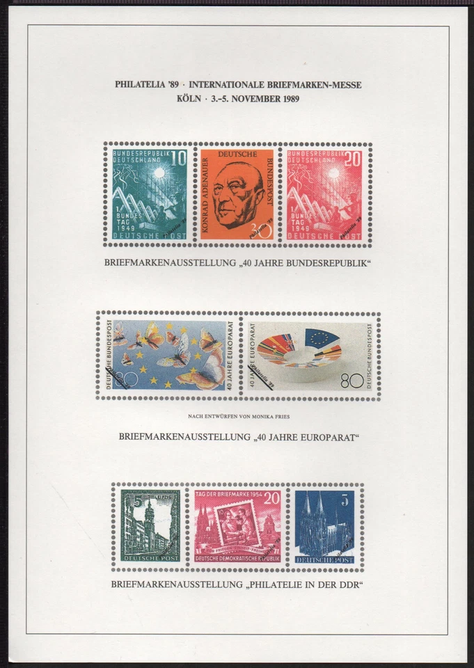 ✔️ GERMANY PHILATELIA 89, 40 YEARS OF EUROPE Commemorative sheet - Image 1 of 1