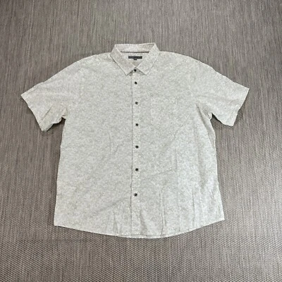 Ike Behar Shirt Mens XL White Green Cotton Short Sleeve Modern Fit Button Up Foto 1 de 4