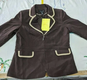 New Dialogue QVC Jacket Blazer Brown Sz 14 Career Long Sleeve Women Bust 42" - Picture 1 of 7