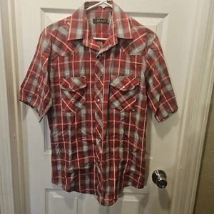 Roper Red White Blue  Plaid Yoke Rodeo Pearl Snap Western Shirt Mens Sz M Med - Picture 1 of 6