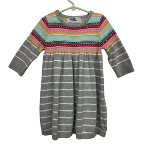 OshKosh Genuine Kids Girls size 5T Gray & Pastels Knitted Long Sleeve Dress - Picture 1 of 7