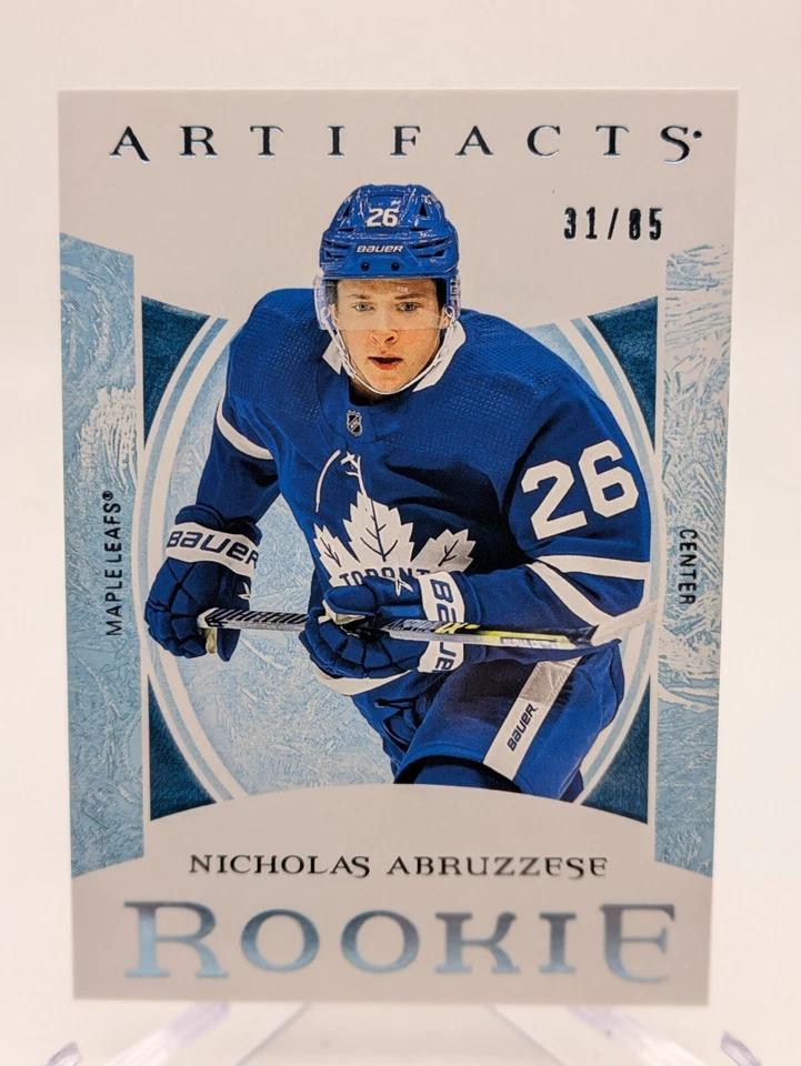 💥 2022-23 Artifacts Emerald NICHOLAS ABRUZZESE RC #173; MAPLE LEAFS #31/85 SP - Image 1 of 2