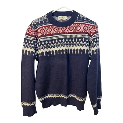 Vintage LL Bean Wool freeport Maine Made in USA Cardigan Sweater Women Med Blue - Image 1 of 4