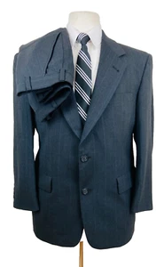 HART SCHAFFNER MARX Mens 37XS Gray Stripe USA Wool 2 Piece Suit With Pants 30x26 - Picture 1 of 13