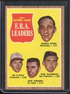 1962 Topps Baseball # 56 NL ERA Leaders Spahn (NM) Near Mint - Picture 1 of 2