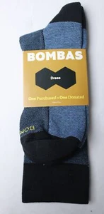 Bombas Men's Lightweight Mid-Calf Cotton Dress Socks ZG3 Blue Stripe Large NWT - Picture 1 of 3