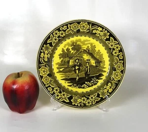 Ca. 1800s Canary Yellow French Transferware Faience Plate  - Picture 1 of 9