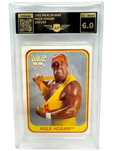 HULK HOGAN EX-MINT WWE Merlin Card 1991 AP graded no PSA WWF INKgrafix Toys A241 - Bild 1 von 5