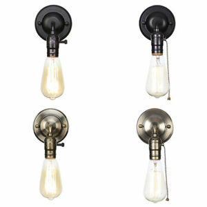 Loft Antique wall lamp with pull chain or knob switch, black bronze wall sconces