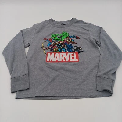 Marvel Shirt Boys Small 5/6 Gray Graphic Long Sleeve - Image 1 of 4