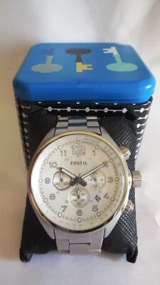 CRONOGRAFO FOSSIL Mod. CH-2696 46 mm. COL. AVORIO WR 100 mt. CON SCATOLA USATO - Immagine 1 di 4