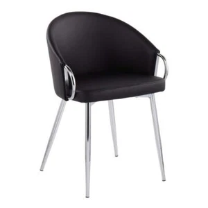 Lumisource Dining Chair Claire Black Faux Leather Silver Metal - Picture 1 of 5