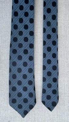 Corbata delgada vintage Seeley by Damon azul con puntos negros Dacron y seda 2" x 55" Foto 1 de 4