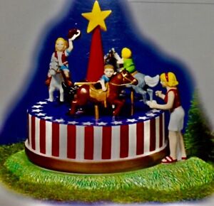 Dept 56 Merrily Go Round Carousel Snow Village Carnival animated 55183 July 4th