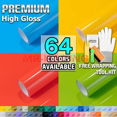 Envoltura de vinilo brillante para automóvil de alto brillo calcomanía hoja película adhesiva liberación de aire Foto 1 de 4