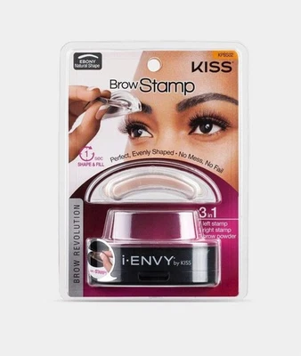 i-ENVY BY KISS BROW STAMP POWDER EYEBROW EBONY STRAIGHT SHADE EYE MAKEUP 3 IN 1 - Image 1 of 4