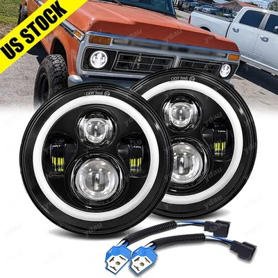Par de faros LED halo de 7" para camioneta Ford F-100 F-250 F-350 1953-1957 Foto 1 de 4