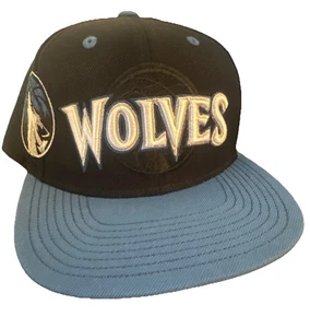 Minnesota Timberwolves Hat Stretch Fit Black Blue Adidas NBA One Size Huge Logo - Picture 1 of 5