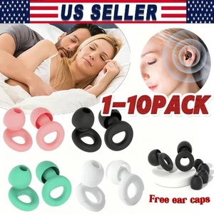Reusable Silicone Ear Plugs Noise Cancelling Earplugs Protector Study Sleep Swim - Picture 1 of 19