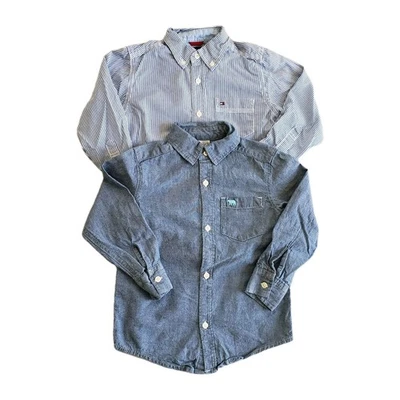 Tommy Hilfiger, Carter's Boy's Button Up Dress Shirt Lot Long Sleeve Blue Sz 3t - Image 1 of 4