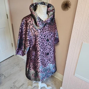LKNW Damee Inc. Pink silver gray metallic shine leopard jacket unique so fun M - Picture 1 of 6