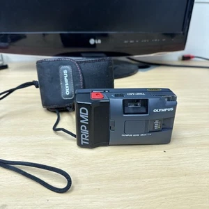 Olympus Trip MD 35mm Film Point and Shoot Camera Black Tested w/ Wrist Strap - Picture 1 of 14