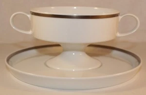 VINTAGE ROSENTHAL KONTROLLSTELLE PLATINUM RIM FOOTED CONSOMME CUP & SAUCER - Picture 1 of 6