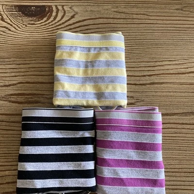 Nuevo con etiqueta bragas de algodón elástico para mujer variedad paquete de 3 rayas: negro, amarillo, PNK Foto 1 de 4